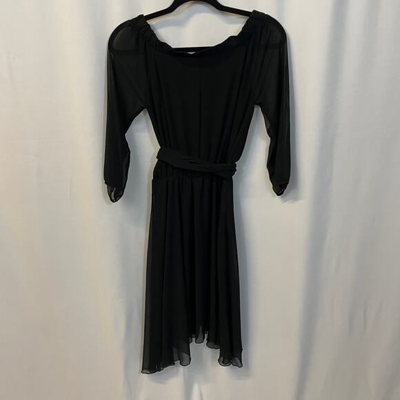 Intimissimi Black Off Shoulder Black Sheer Knee Length Romantic Dress Small - Picture 5 of 6